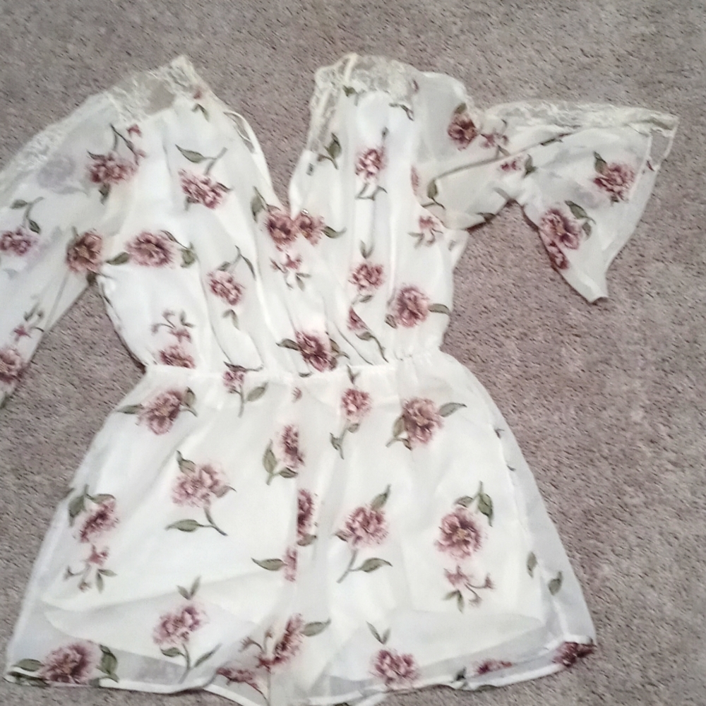White Floral Romper